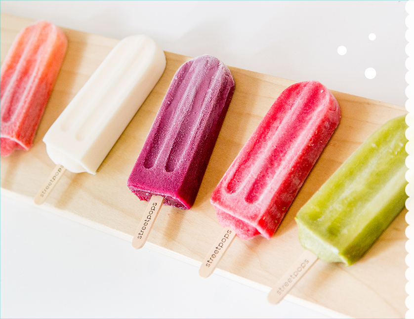 A colorful lineup of streetpops frozen desserts. – Request these ice pops at your favorite Cincinnati store