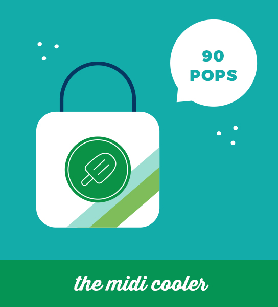 the midi cooler with handle illustration – holds 90 ice pops